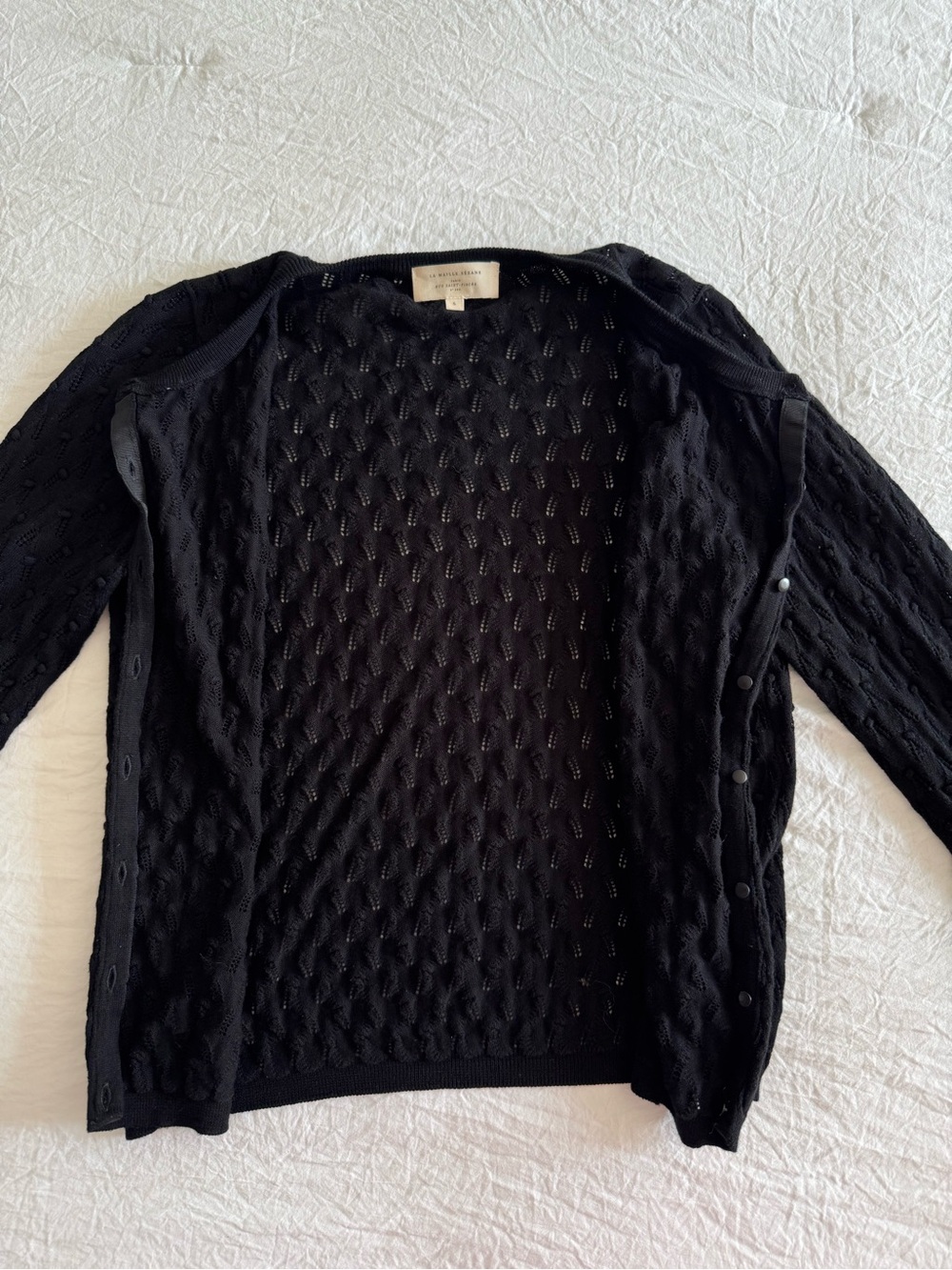 Sézane Black Philippe 100% Cotton Knit Cardigan - Picture 8 of 14